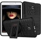 Zitel Armor Case for Samsung Galaxy Tab E 9.6 inch SM-T560, T561,T567V, T565 Dual Layer Hybrid Drop Proof Full-Body Defender Cover with Stand - Black Armor