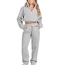 Women's 2 Piece Outfits Sweatsuit Half Zip Stand-Up Collar Sweatshirts and Drawstring Jogger Pants Lounge Set coupons and promo codes for discount