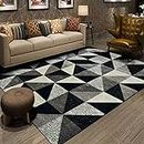 ENYRA Anti-Slip Polyester Carpet Abstract Design Star Indoor Floor Rugs (5x7) Feet | GSM - 1100 Enhance Your Home Decor for Bedside, Bedroom Kitchen Living Room Hall Dining Area (Black)