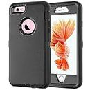 Compatible with iPhone 6/6s Case, 3 in 1 Built-in Screen Full Body Protector Phone Case, Shockproof TPU Hard PC Bumper Drop-Proof Shell for iPhone 6/6s 4.7" Black