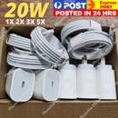 For iPhone 13 12 11 8 6 USB Type C Fast Power Adapter 20W PD Cable Lot AU Block