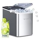 ecozy Portable Ice Maker Countertop, 9 Cubes Ready in 6 Mins, 26.5 lbs in 24 Hours, Self-Cleaning Ice Maker Machine with Ice Bags/Ice Scoop/Ice Basket for Home Kitchen Bar Party (IM-BS260A-Sliver)