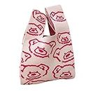 SECRET DESIRE Knitted Handbag Shopping Bags Fashion Lightweight Casual Lady Women Tote Bag Pink