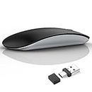 Uiosmuph G11 Wireless Mouse, USB C Rechargeable Computer Mouse, Slim Silent Mice 2.4GHz Optical with USB Nano Receiver and Type C Receiver for Laptop/Mac/PC-Matte Black