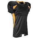 Champro Men's Standard Huddle Stretch Polyester Dazzle Football Game Jersey, Black,Gold, Adult Large