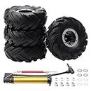 Rchobbytop 4-Pack RC 2.2" Tires Inflatable OD 140mm Mud Badland Tractor Tread Tyres and 12mm Wheel Rims Lock Nuts for 1/10 Rock Crawler Monster Truck Traxxas Maxx Axial RC4WD, Silver