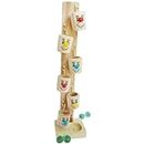 Toycel Wooden Marble Slider Tree Ball Run Track with 6 Tilting Buckets Toy Marble Slider Game