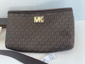 Michael Kors Fanny Pack Logo Belt Bag Waist Sack Brown w Gold (Size L/XL) NWT