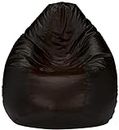 Amazon Brand - Solimo XL Faux Leather Bean Bag Cover Without Beans (Black and Brown)