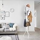 Lukzer 6 Hook Durable Clothes Hanger Rack for Home, Bedroom, Living Room Display Metal Garment Stand for Hanging Coat, Jacket, Scarf Rack, Umbrella Tree Stand (White) (170 CM X 42 CM)