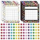 Pack of 66 Incentive Chart with 2080 Reward Star Stickers for Kids Students Classroom Behavior, Confetti Theme