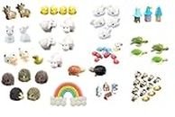 Moira Resin Miniature Decor Items for Garden, Plants, Dollhouse, Terrarium Animals Miniature (Multicolor, X Small, 60 Pieces)