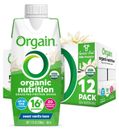 Orgain Organic Vanilla Bean Nutrition Shake, 11oz - 12 Count EXP 06/24