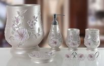 6 Piece Decorative Bathroom Accessory set Made of Ceramic (Melarose Pink)