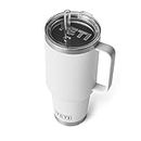 YETI Rambler 42 oz Tumbler with Handle and Straw Lid, Travel Mug Water Tumbler, Vacuum Insulated Cup with Handle, Stainless Steel, White