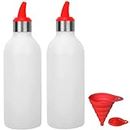 Homepixi Sauce Squeeze Bottle with Silicone Pump Head - 450ML (Pack of 2) Free Collapsible Silicone Funnel Included, Plastic Condiment Squirt Dispenser Set Red