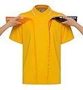 Golf Polo Shirt for Men Stain Resistant Short Sleeve Quick Dry Casucal Golf Shirts Water Proof Polo Shirt, Yellow, 4X-Large
