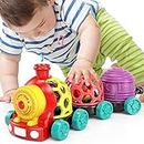 MOONTOY Baby Cars Toys for Babies 6-12 Months, Infant Toys Train Baby Boy Toys Soft Cars Ball Rattle Musical Toddler Push and Go Truck for 1 2 Year Old, Development Gift for 7 8 9 10 18 Month Boy Girl