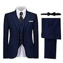 Boys' Suits Formal Tuxedo Slim Fit Boys Suit Set for Wedding Outfit Teen Boy Dress Clothes, Navy Blue, 10