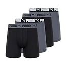 PUMA Men's 4 Pack Active Stretch Boxer Briefs, Black/Grey