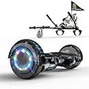 GeekMe Hoverboards 6.5" with seat,Hoverboards with hoverkart，Hoverbaords seat go kart，Hoverboards LED Lights-Bluetooth Speaker-Flashing Wheels, Gift for Children