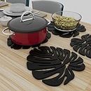 Picrazee Wooden Trivet Table Mats, Heat ResistantNon-Slip, Hot Pans Pot Holder Placemat for Bowl Dishes Kitchen Cooking Dining (4 Leaf Trivets)