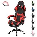 Advwin Gaming Chair Racing Style, Ergonomic Design with Footrest Reclining Executive Computer Office Chair, Relieve Fatigue (Red)