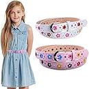 PALAY® 2 Pack Belt for Girls, Stylish PU Leather Girls Belt, Flower Hollow Cut Waist Belt for Jeans Pants Dress for Kids Girl 6-12 Years Old