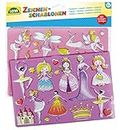 Lena 65766, 2 colour samples of princesses and fairies, stencils each approx. 26 x 19 cm, painting set for children from 3 years of age