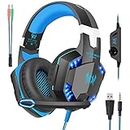 Gaming Headset with Mic for Xbox One,PC,PS4,Over-Ear Headphones with Volume Control LED Light Cool Style Stereo,Noise Reduction for Laptops,Smartphone,Computer,Nintendo Switch