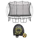 Springfree Trampoline Kids Outdoor Large Square 13 Foot Trampoline w/Enclosure & Outdoor Jumping Basketball Game FlexrHoop Accessory, Black