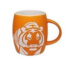 San Diego Zoo Tiger Etched Mug, 14 oz Sherbet Orange Stoneware Mug, Etched with Bright White Tiger Design