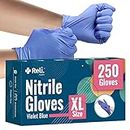 Reli. Nitrile Gloves, X-Large | 250 Pack - Violet Blue | Disposable Gloves - Powder Free, Latex Free |Single-Use Gloves | Nitrile Gloves for Cleaning, Automotive, Salon| Iris Blue Food Safe Gloves