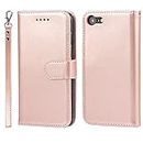 Cavor for iPhone SE 2020/ SE 2022, iPhone 7, iPhone 8 Wallet Case for Women, Flip Folio Kickstand PU Leather Case with Card Holder Wristlet Hand Strap, Stand Protective Cover for iPhone7/ iPhone8/ iPhoneSE2/ SE3 4.7'' Phone Cases-Rose Gold