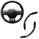 Amiss Car Carbon Fiber Anti-Skid Steering Wheel Cover, Segmented Protector, Butterfly Universal 99% Cover Interior Accessories (Black) (Amiss-CPH/W1)