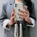 Crossbody Lanyard Necklace Pearl Bracelets Back Gel Cover Phone Case with Chain