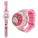 Lionmati Hello Kitty Digital Watch for Girls - Inbuilt - Music Tune, Glowing Light, Spine Cover Birthday Kids Watch and Birthday Gift for Girls