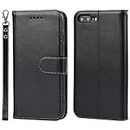 Cavor for iPhone 7 plus, iPhone 8 plus Wallet Case for Women, Flip Folio Kickstand PU Leather Case with Card Holder Wristlet Hand Strap, Stand Protective Cover for iPhone7plus/ iPhone8plus 5.5'' Phone Cases-Black