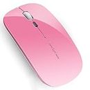 Uiosmuph Q5 Ratón Inalámbrico Recargable, Mouse Wireless 2.4G Mute de Mouse Inalambrico, Ultra Delgado,1600 dpi Ajustable para Portatil/Laptop/MacBook/Android/PC/Mac (Rosa)