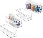 NICOYA Plastic Stackable Small Organizing Bin Kitchen Pantry Cabinet, Refrigerator, Freezer Food Organization Storage Bins with Handles, Drawer Container Organizer for Yogurt, Pouches, 2 Pack - Clear