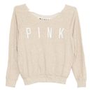 Pink Victorias Secret Womens Sweatshirt Spell Out Boatneck Brown Size Medium BH
