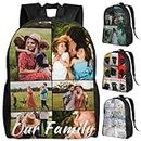 Boneker Custom Backpack Personalized Backpack with 1-9 Photo Customize Your Image Text Name Logo Waterproof Laptop Bag (6 Photos)
