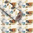 BP Design Solution Cup Plate Pattern Wallpaper for Home Décor, Kitchen Wall (Self Adhesive Vinyl, Water Proof (41X127) CM