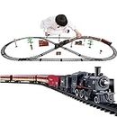 Classic Electric Model Train Set with Headlight Smoke Realistic Sounds Toy Train Including Magic Tracks Steam Engine Locomotive - Boy or Girl