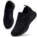 HKR Womens Trainers Athletic Running Shoes Comfortable Walking Shoes Lightweight Tennis Shoes Breathable Ladies Outdoor Gym Sport Sneakers, Black,All Black, 7 UK