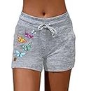 Deals of The Day in Everything Prime,Leggings Shorts for Women Butt Lift Womens Summer Casual Print Shorts Lightweight Comfy Women Jean Shorts (Grey-3, M)