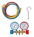 Household Supplies Refrigeration Tools | Gas Charging Tools | Refrigerant Gas Charging Tools (Double Gauge) Manifold Pressure Gauge R-22, R-12, R-134A and R-502 and Refrigerant Testing Charging Evacuation for Air Condition Tool