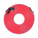 AQUAVIO 20 Meter 0.5 Inch PVC Foam Garden Hose Pipe with 8-Modes Spray Nozzle, 3 Clamp rings and ½ inch Snap-in Quick Connector for Watering Home Garden, Car Wash, Floor Cleaning & Pet Bathing (Pink)