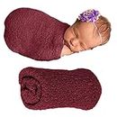 Babymoon Baby Wrap Photography Props Stretch Without Wrinkle, Anti-Pilling, Breathable Blanket Swaddle Wrap (Pack of 1, Maroon)