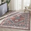 zesthome 8x10 Area Rugs for Living Room,Non-Slip Backing Washable Rugs,Vintage Large Area Rug，Stain Resistant Home Decor Rug (8'x10')